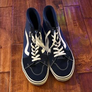 Vans Men's Navy and White High-Top Sneakers